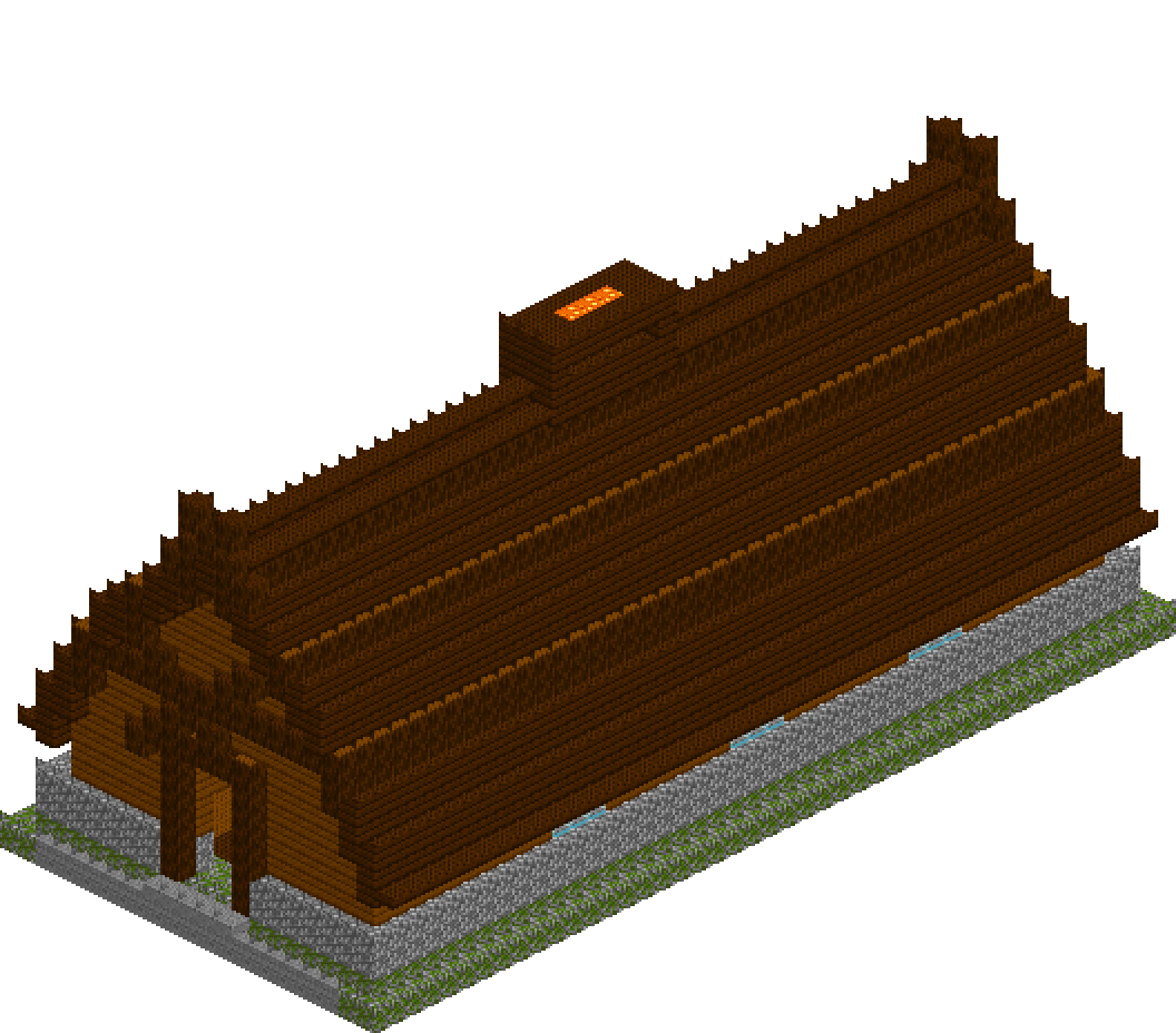 Viking Great Hall: finished Minecraft build, isometric view