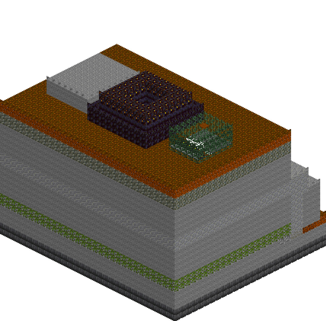 Mountain Forge: finished Minecraft build, isometric view