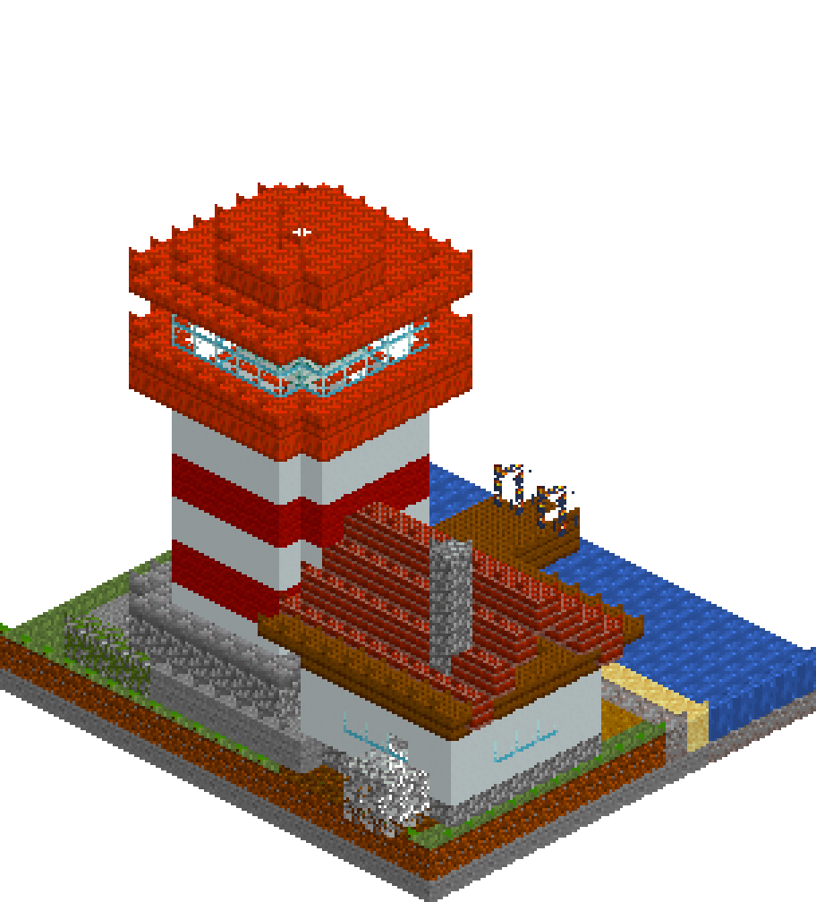 Little Lighthouse: finished Minecraft build, isometric view