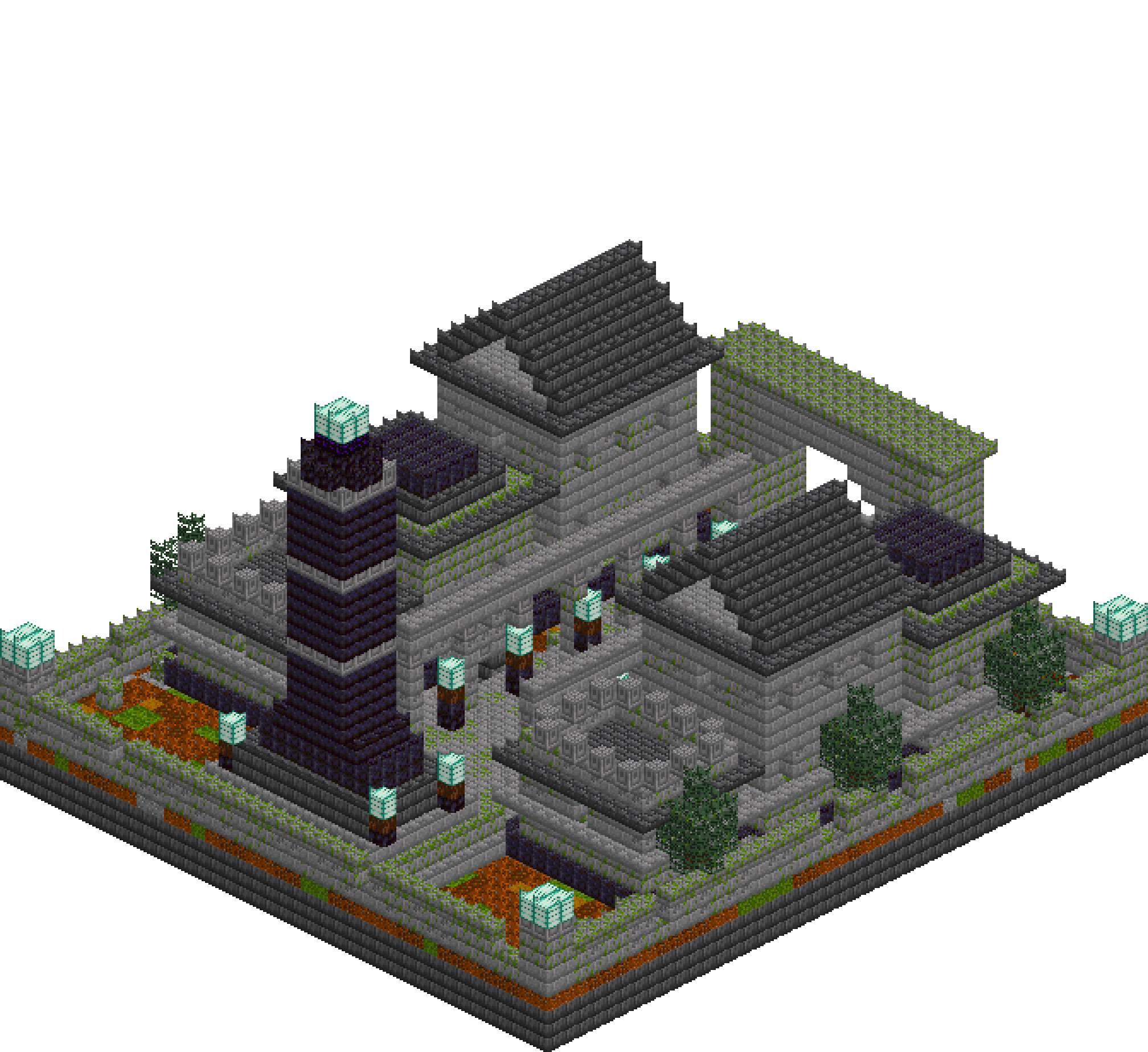 Necropolis: finished Minecraft build, isometric view