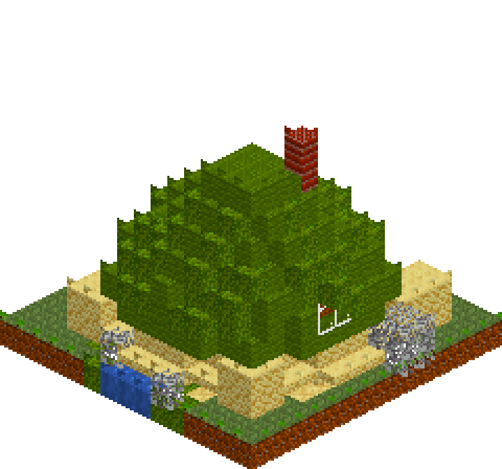 Turtle Shell House: finished Minecraft build, isometric view