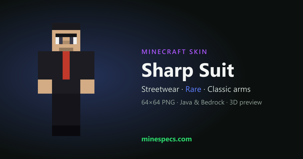 Sharp Suit Minecraft Skin — 3D Preview & Download